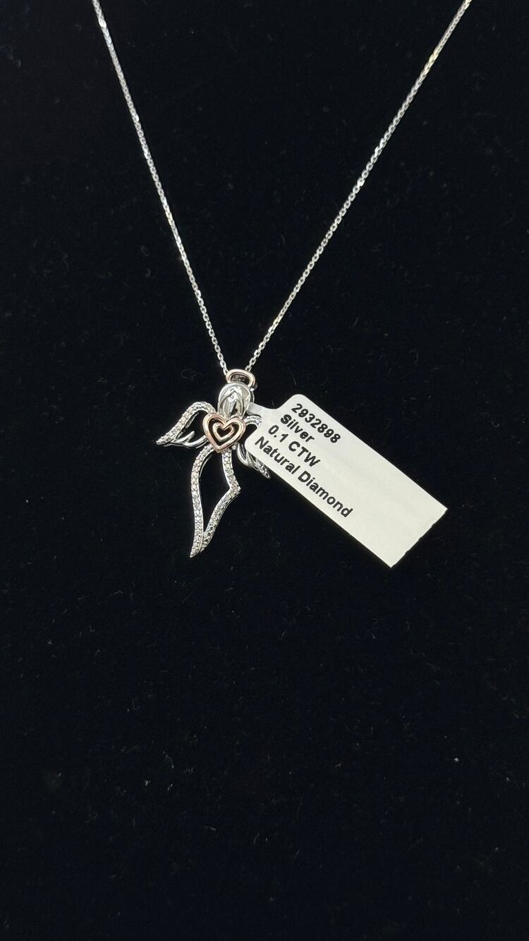 Natural Diamond Angel Pendant Necklace